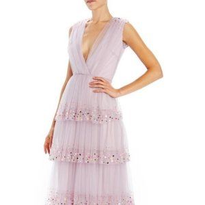 New! Monique Lhuillier Lavender Tulle Tiered Gown
